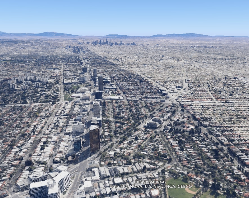 Illustration for article titled L.A.'s Wilshire Boulevard From the Air, Then & Now
